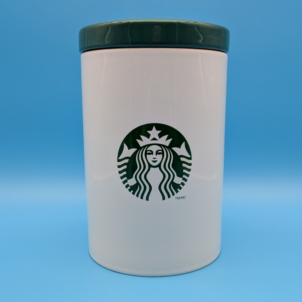 2012 Starbucks Large Ceramic Coffee / Cookie Jar Mermaid Logo 9.5"